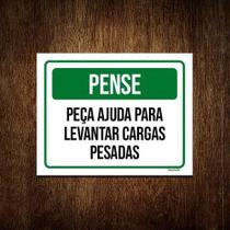 Kit 10 Placas Pense Peça Ajuda Levantar Cargas Pesadas