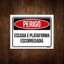 Kit 10 Placas Perigo Escada Plataforma Escorregadia