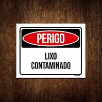 Kit 10 Placas Perigo Lixo Contaminado