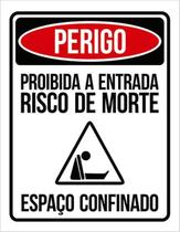 Kit 10 Placas Perigo Proibida Entrada Risco 36X46