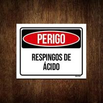 Kit 10 Placas Perigo Respingos De Ácido Kit 10 Placas Perigo Respingos De Ácido