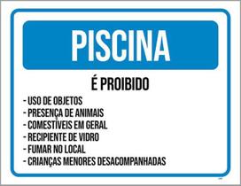 Kit 10 Placas Piscina Proibido Regras De Uso