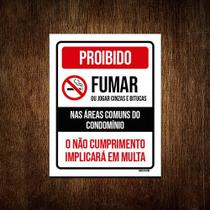 Kit 10 Placas Proibido Fumar Jogar Áreas Comuns Condomínio