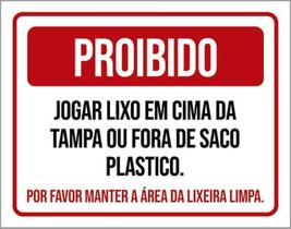 Kit 10 Placas Proibido Jogar Lixo Tampa Fora Saco Plástico