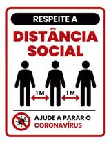 Kit 10 Placas Respeite Distância Social 1 Metro 36X46