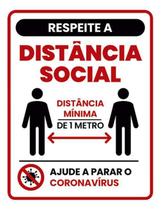Kit 10 Placas Respeite Distância Social 36X46