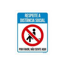 Kit 10 Placas Respeite Distancia Social Não Sente Aqui