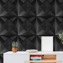 Kit 10 Placas Revestimento Preto Auto Relevo Dakar Decorativo Lavável Quarto Sala 50cm X 50cm