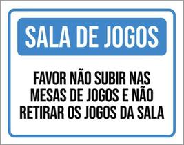 Kit 10 Placas Sala Jogos Não Subir Mesas Retirar Jogos