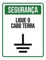 Kit 10 Placas Segurança Ligue Cabo Terra Verde 36X46