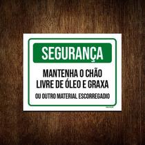 Kit 10 Placas Segurança Mantenha Chão Livre Óleo Graxa