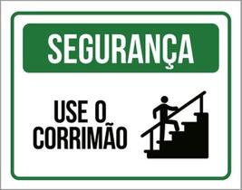 Kit 10 Placas Segurança Use Corrimão Verde 36X46