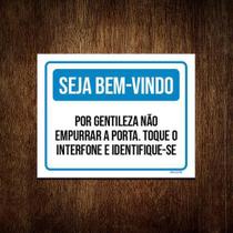 Kit 10 Placas Seja Bem-Vindo Não Empurrar Porta Interfone