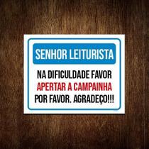 Kit 10 Placas Senhor Leiturista Aperte Campainha