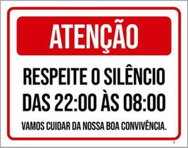 Kit 10 Placas Silêncio Cuidar Boa Convivência 36X46