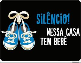 Kit 10 Placas Silêncio Nessa Casa Bebê ul 36X46