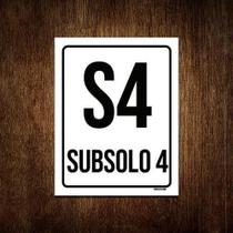 Kit 10 Placas Sinalização Ambiente Indicativo S4 Subsolo 4