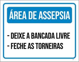 Kit 10 Placas Sinalização - Área De Assepsia Bancada Livre