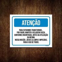 Kit 10 Placas Sinalização - Atenção Manter Geladeira Via