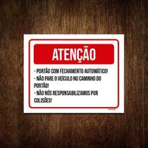 Kit 10 Placas Sinalização - Atenção Portão Fechamento Auto