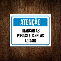 Kit 10 Placas Sinalização - Atenção Trancar Portas Janelas