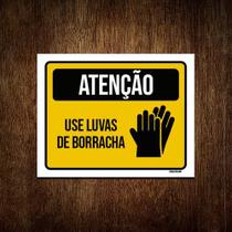 Kit 10 Placas Sinalização Atenção Use Luvas De Borracha