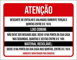 Kit 10 Placas Sinalização - Descarte Entulhos Galhadas 36X46