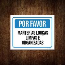 Kit 10 Placas Sinalização - Por Favor Manter Louças Limpas