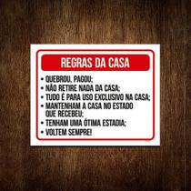 Kit 10 Placas Sinalização - Regras Casa Quebrou Pagou