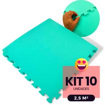 Kit 10 Placas Tapete Infantil EVA Estilo Piso Tatame 50x50cm 10mm (2,5 m²) Emborrachado Crianças Bebes Exercícios c/ Encaixe + Bordas Acabamento - Kozi