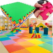 Kit 10 Placas Tatame 50x50x1cm Tapete Piso Eva Infantil Colorido 2,5 m² Para Crianças Bebes Brinquedoteca Quarto Decoração