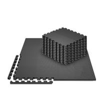 Kit 10 Placas Tatame Tapete Eva 50x50cm Borracha 10mm Piso Academia Preto