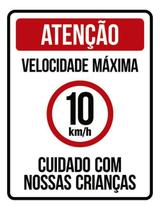 Kit 10 Placas Velocidade Máxima 10Km Crianças 36X46