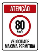 Kit 10 Placas Velocidade Máxima 80Km Máximo 36X46