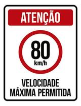 Kit 10 Placas Velocidade Máxima 80Km Máximo 36X46
