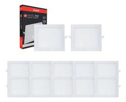 Kit 10 Plafon De Embutir 22x22 18w 6500k Luz Branca Quadrado