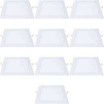 Kit 10 plafon de led quadrado embutir 18w 4000k branco neutro biv galaxy
