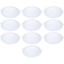 Kit 10 plafon de led redondo embutir 12w 6500k branco frio bivolt galaxy Kit 10 plafon de led redondo embutir 12w 6500k branco frio bivolt galaxy