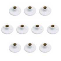 Kit 10 Plafon em Plástico Com Bocal Base E27 em Porcelana 13,8cm Taschibra