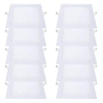 Kit 10 Plafon Led 18w Embutir Quadrado 6500k Bivolt Branco