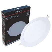 Kit 10 Plafon Painel 12w Redondo Embutir Branco Frio 6500k