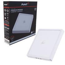 Kit 10 Plafon Quadrado Sobrepor 18w Com Sensor Presença 6500k