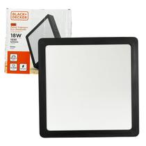 Kit 10 Plafon Quadrado Sobrepor 18w Preto Branco Frio 6500k