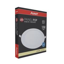 KIT 10 Plafon Redondo 18w Embutir 22x22 Led 4000k Bivolt Avant
