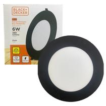 Kit 10 Plafon Redondo Embutir 6w Preto Branco Quente 3000K