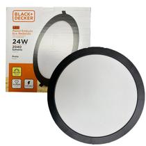 Kit 10 Plafon Redondo Embutir Preto 24w Branco Neutro 4000k