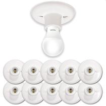 Kit 10 Plafon Soquete E27 4A 250V Porcelana Branco Decorlux Kit 10 Plafon Soquete E27 4A 250V Porcelana Branco Decorlux
