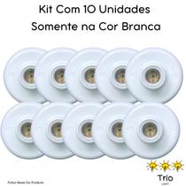 Kit 10 Plafon Soquete E27 Simples Branco Plafonier Plafon Redondo Luminaria de Teto Redondo