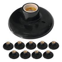 Kit 10 Plafonier Plafon 100W Bocal Preto Soquete E27 Teto