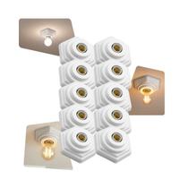 Kit 10 Plafonier Plafon Decorativo De Teto Suporte Para Lâmpada LED Sobrepor Branco Instalação Fácil -
